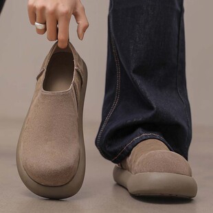 全包勃肯鞋男户外休闲一脚蹬懒人鞋透气复古厚底增高小土豆乐福鞋