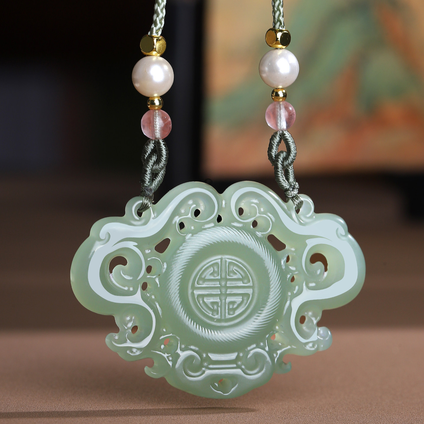 天然和田玉仿古双凤玉吊坠青海料凤凰贺寿玉佩男女玉石挂件玉项坠