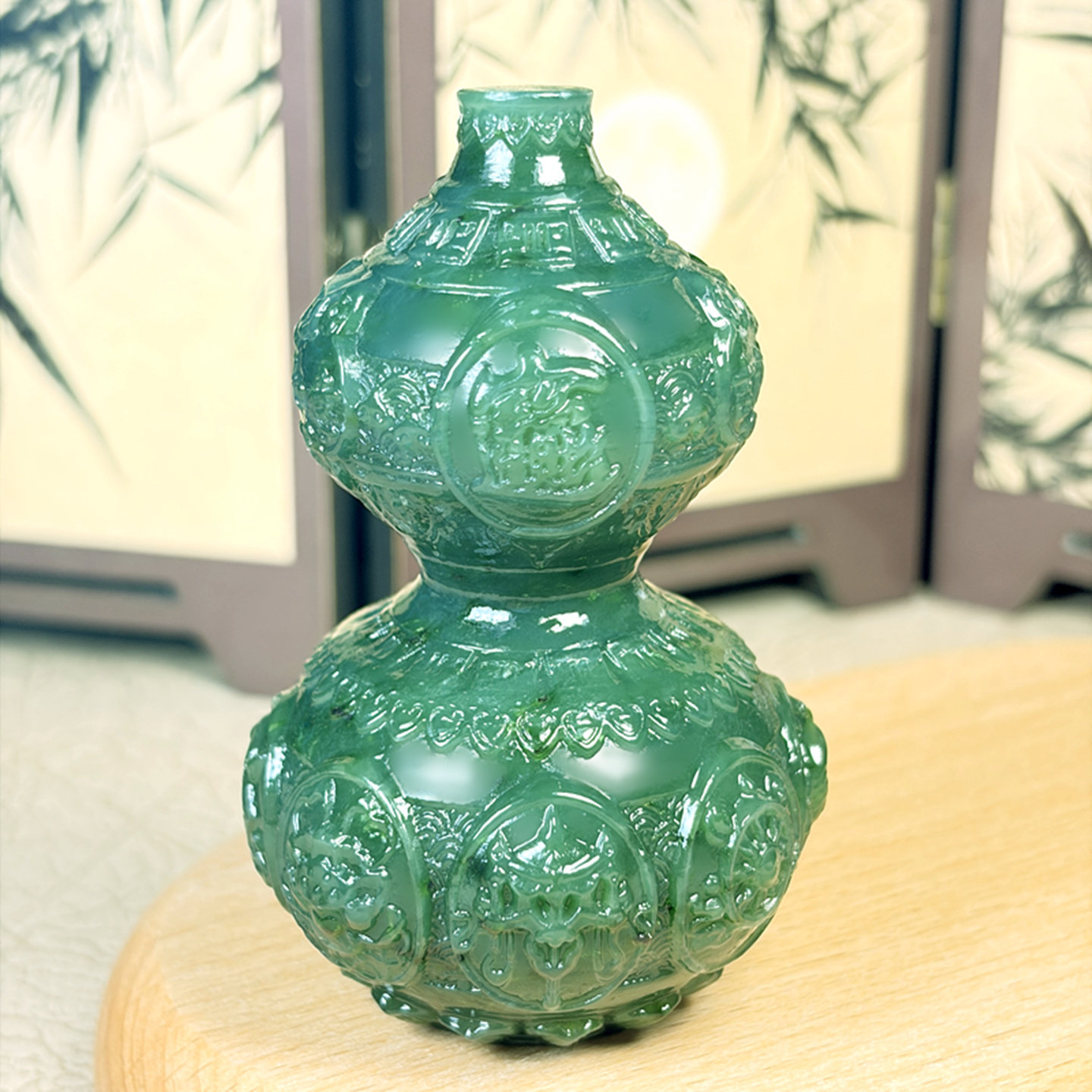 和田玉碧玉葫芦手把件立体雕刻福禄玉石把玩八宝罗盘男女文玩玉器