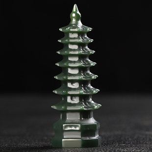 天然和田玉文昌塔手把件新疆细料青玉步步高小摆件塔文玩玉送学生