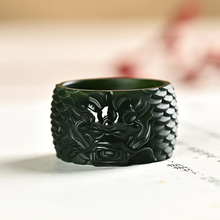 新款真品和田玉龙头扳指新疆青玉男士女士宽版玉戒指玉石指环玉器