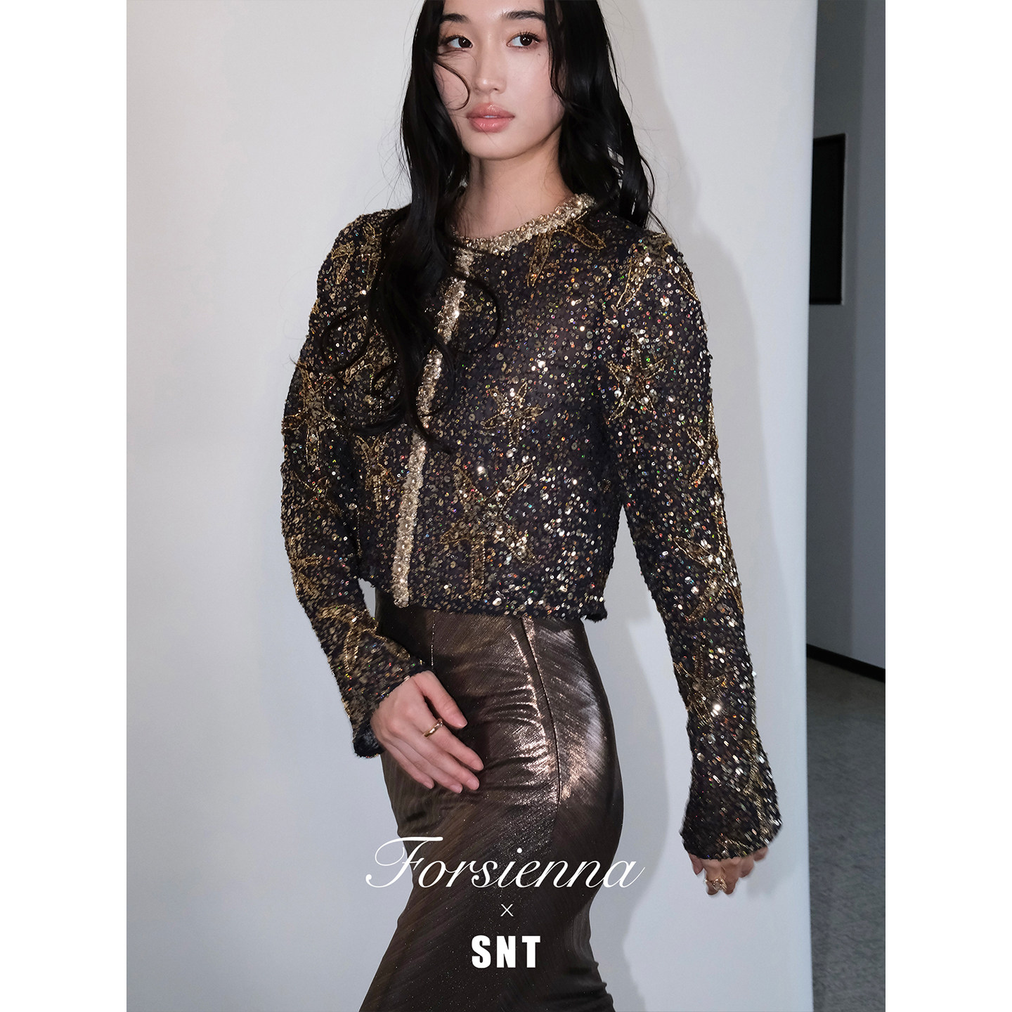 SNT【星愿】重磅定制亮片珠片绣装饰门襟套头上衣