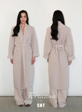 SNT【白月光图鉴】慵懒冬日系列 燕麦色100%美利奴羊毛浴袍款大衣
