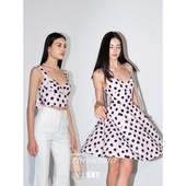 SNT 棉麻胸衣 非常重工 画报女郎 复古时髦波点棉麻连衣裙