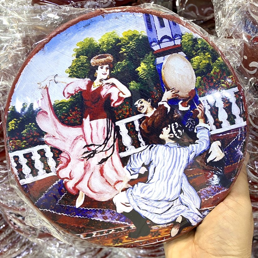 新疆乐器手鼓击打鼓舞蹈道具装饰真牛皮手工勾画手鼓维吾尔族手鼓