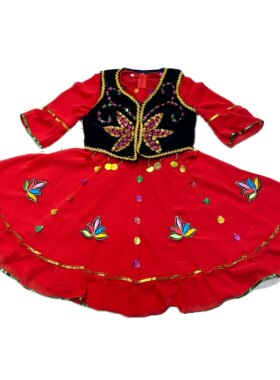 新疆女童儿童连衣裙子舞蹈服装表演服幼儿园小朋友裙子儿童节衣服