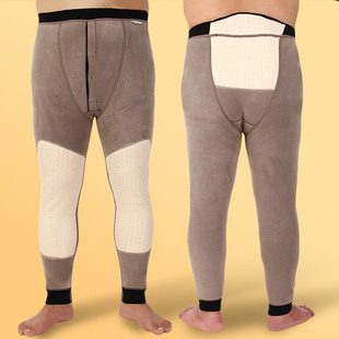 冬季加厚羊羔绒护腰保暖裤高腰零束缚加大300斤加长护膝打底裤男