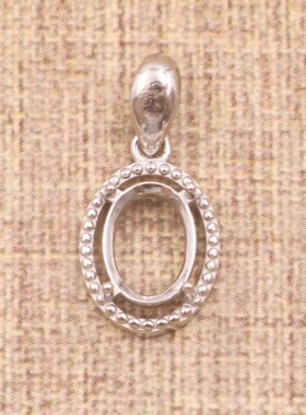 蛋形925银戴妃款吊坠空托围锆代裸石镶嵌18k金多规格首饰吊坠空托