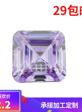5A正方宝塔形阿斯切方形变蓝色锆石裸石倒角车平戒指尖底可镶嵌