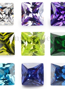 彩色公主方混色裸石锆石