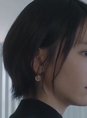 圆片耳环新垣结衣gakki日剧逃避可耻但有用耳夹进口14K注金女个性