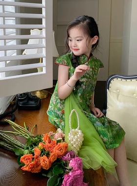 儿童旗袍夏女童唐装中国风女宝宝小女孩旗袍裙洋气民族风连衣裙