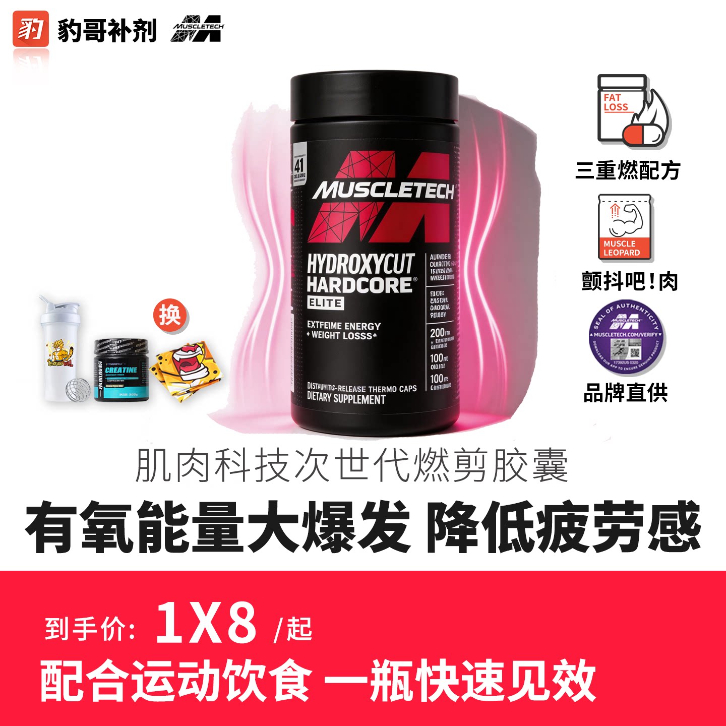 豹哥补剂 进口肌肉科技精英白金脂肪杀手健身左旋肉碱次世代110粒