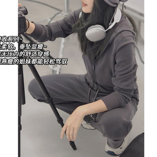 美洋MEIYANG【现货】放风套装 兰精莫代尔休闲连帽上衣长裤两件套