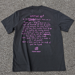 ABDP美式男士运动休闲宽松短袖T恤复古重磅小领口棉质印花260g