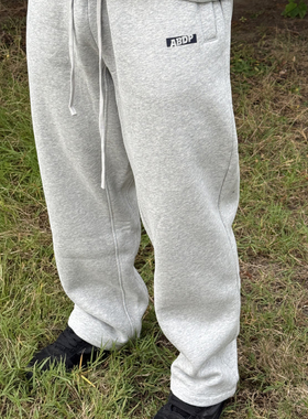 ABDP美式秋冬宽松保暖休闲运动宽松街头直筒纯色情侣加绒卫裤