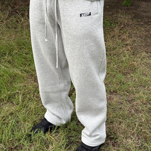 ABDP美式 秋冬宽松保暖休闲运动宽松街头直筒纯色情侣加绒卫裤