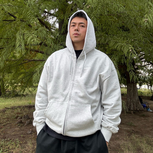 ADDP毛圈连帽boxy拉链卫衣外套