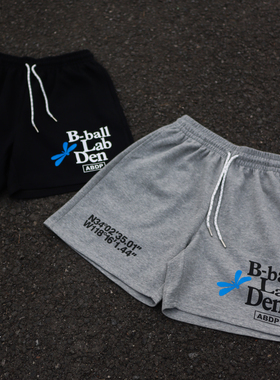 ABDP美式休闲运动短裤不过膝印花复合华棉宽松街头健身篮球300g