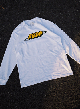 ABDP秋季美式圆领长袖打底宽松250g棉质休闲T恤百搭潮流套头印花