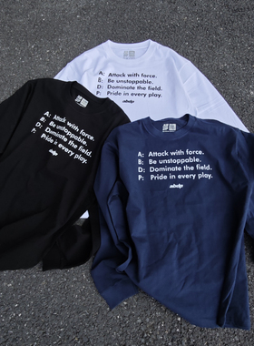 ABDP秋季美式圆领长袖打底宽松250g棉质休闲T恤百搭潮流套头印花