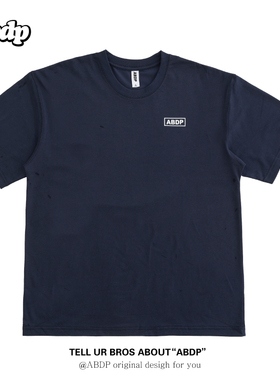 ABDP夏季新款纯色美式T恤Sorona短袖圆领男女宽松复古打底衫220g