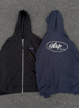 ABDP秋冬连帽拉链开衫外套宽松卫衣毛圈重磅美式休闲街头运动情侣