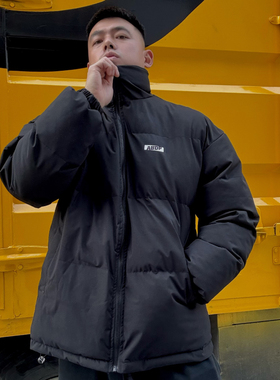 ABDP秋冬宽松运动休闲潮流纯色简约情侣保暖立领拉链棉外套上衣