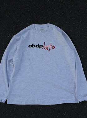 ABDP美式百搭纯棉印花常规圆领宽松休闲运动春秋情侣长袖T恤