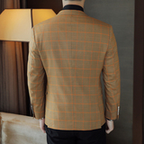 人模图2025新款男士休闲西服修身西装格子单西外套DX6908P165，男装西服套装，电商D216
