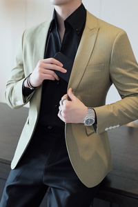人模图2025新款男士休闲西服时尚修身西装条纹单西外套DX6932P165图片