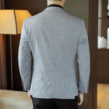 人模图2025新款男士休闲西服时尚修身西装格子单西外套DX6935P165，男装西服套装，电商D216