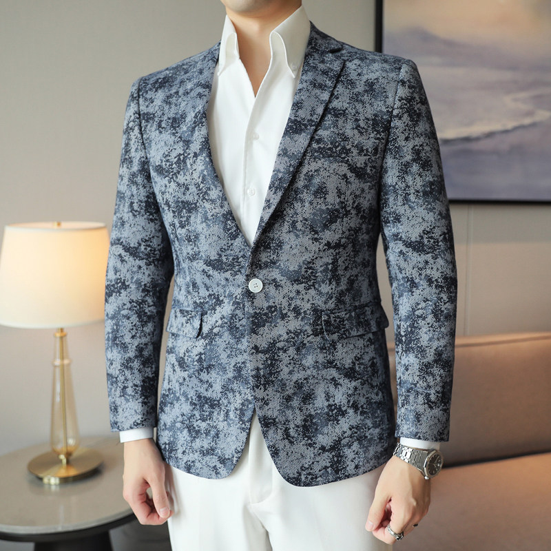 模特图2025年男士休闲西服修身时尚西装单西外套DX6955P185,男装西服套装,电商D216