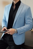 人模图2025新款男士休闲西服时尚修身西装条纹单西外套DX6931P165，男装西服套装，电商D216