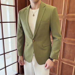 半里布模特图2025年男士休闲西服修身西装纯色单西外套DX6942P175