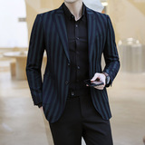 模特图2025年男士春季青年时尚休闲条纹西装单西外套DX6104P165，男装西服套装，电商D216