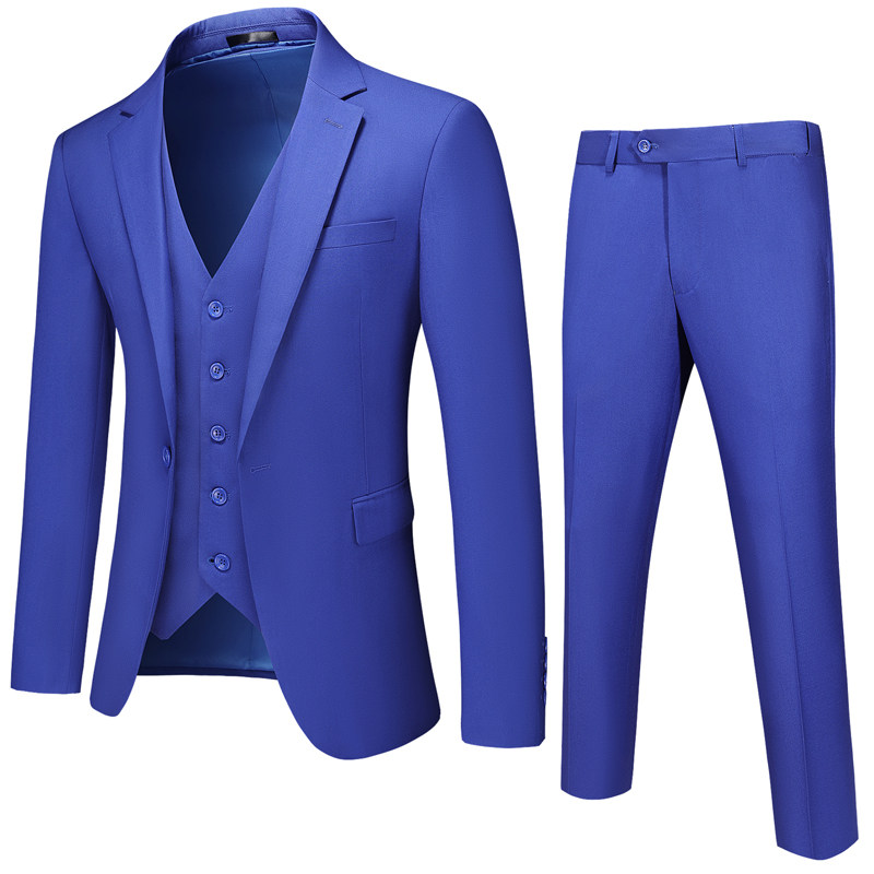 M-6XL外贸西服套装三件套一粒扣2边开叉男士西装 7001P190图片
