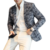 模特图2025年男士休闲西服修身时尚西装单西外套DX6955P185，男装西服套装，电商D216