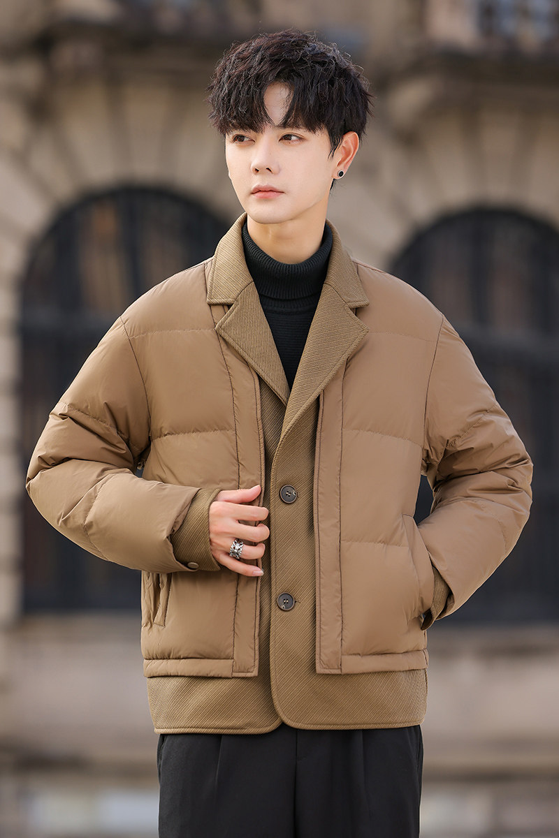 tim模特图男士90白鸭绒轻奢简约夹克羽绒服外套YR2436P330,男装夹克,电商D216