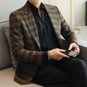 人模图2025新款男士休闲西服时尚修身西装单西外套6922P165图片
