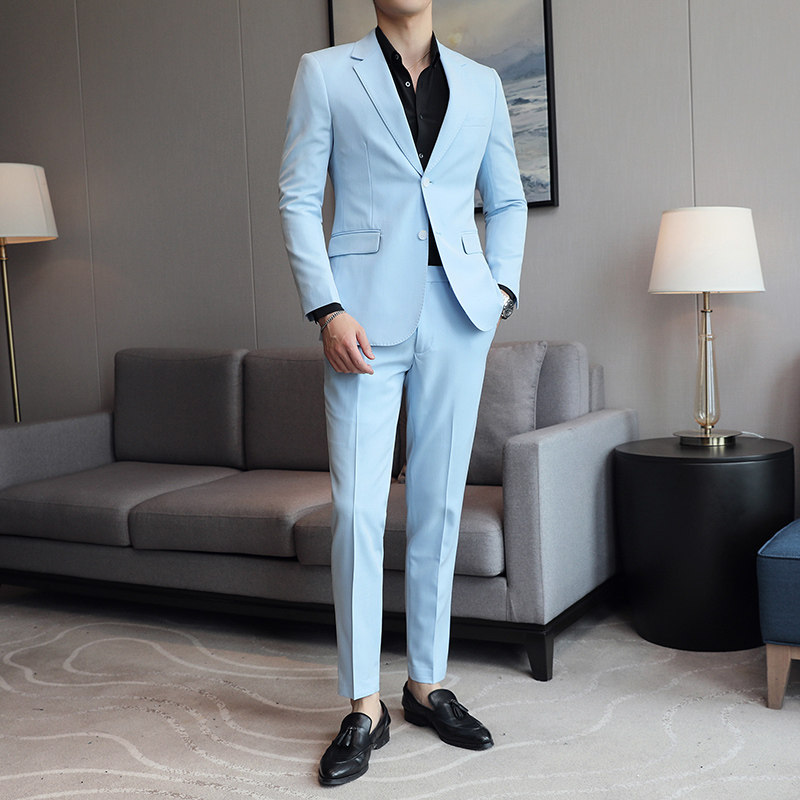 模特图-2025年新款西服套装二件套男士礼服套装LJT6837P240,男装西服套装,电商D216