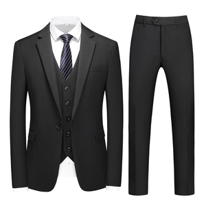 M-6XL外贸西服套装三件套一粒扣2边开叉男士西装7001P190图片