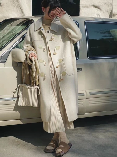 Двусторонное кашемировое длинное шерстяное шерстяное пальто, средней длины, в корейском стиле