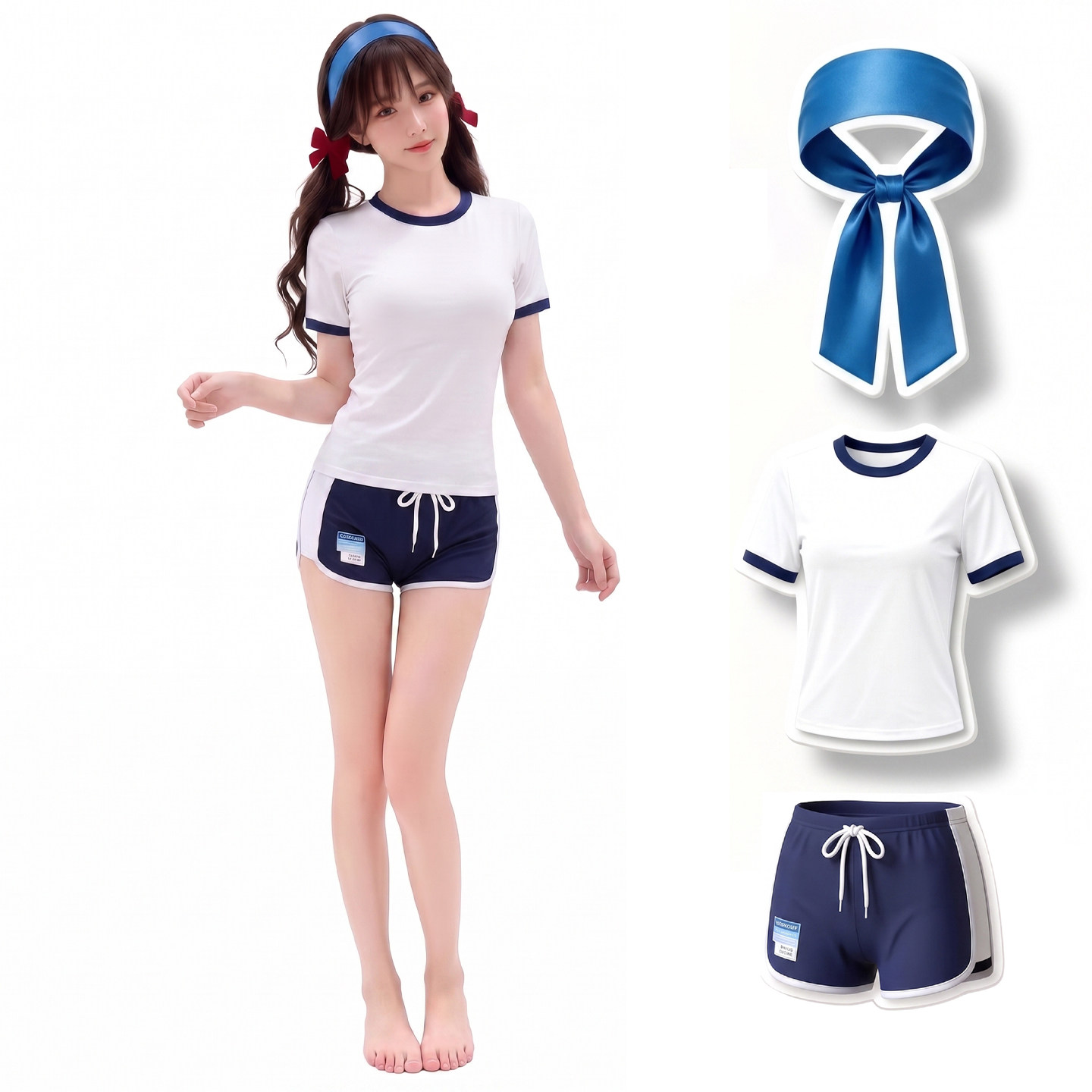 可爱少女分体泳衣日系校园风体操服两件套保守显瘦泡温泉学生泳装
