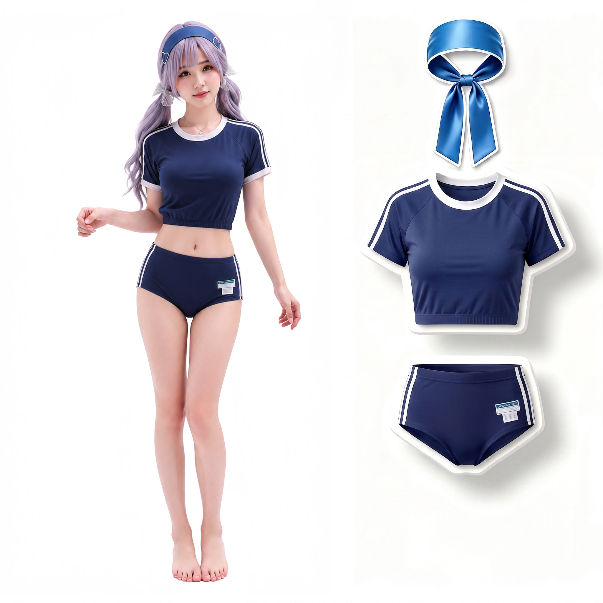 泳酱日系少女体操服可爱少女动漫二次元COS服短袖运动风分体泳衣