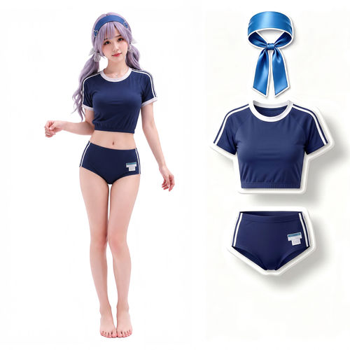 泳酱日系少女体操服可爱少女动漫二次元COS服短袖运动风分体泳衣
