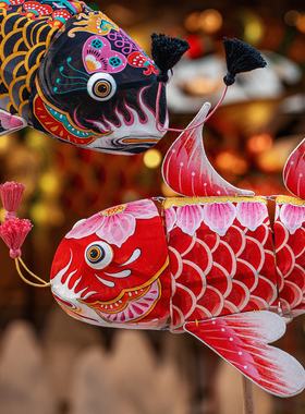 王的手创 鲤鱼灯笼手工diy材料包竹编花灯徽州非遗古风中式儿童