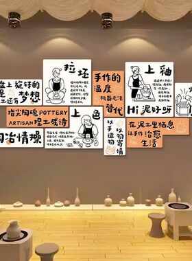 陶艺店教室背景墙面装饰挂画幼儿园布展置环创文化主题馆工作海报