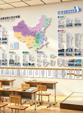 高三教室布置大学名校挂图双一流高校985211大学分布图目标墙贴