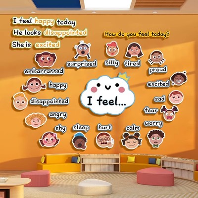 英语教室布置装饰绘本馆环创材料培训机构幼儿园文化主题墙成品QT